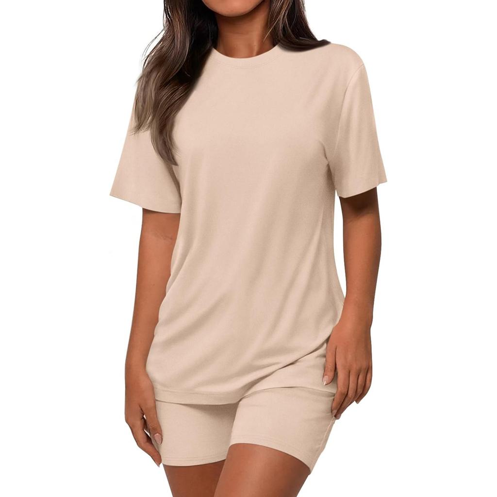 Women's Fashionable Loose-Fit Short-Sleeve Top + Shorts Casual Two-Piece Set