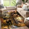 Covor Ultra Realist cu Animale Sălbatice Căprioară Urs Scenă de Pădure pentru Sufragerie Decor Rustic Cabană Covoraș pentru Hol