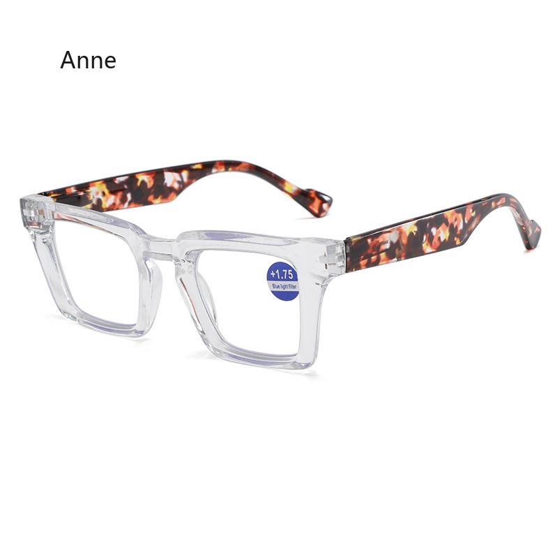 New Fashionable Large Frame Reading Glasses with Spring Legs Multi-colour Anti-blue Light Presbyopia Glasses for Men and Women