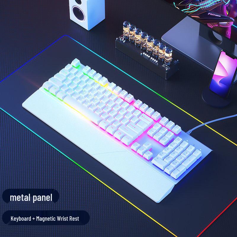 Mechanical Feel Wired Keyboard and Silent Mouse Set for Gaming and Office Use