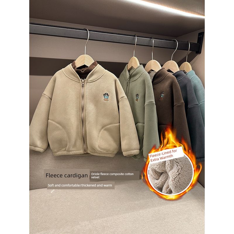 Right European Style Boys' Winter Jacket 2025 Autumn and Winter New Children's Clothing Baby Cotton Jacket Boys' Fleece Jacket