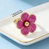 Gold Plated Colorful Enamel Flower Ring Elegant Dainty Floral Pattern Skin-friendly for Women Daily Date Wear Accessory