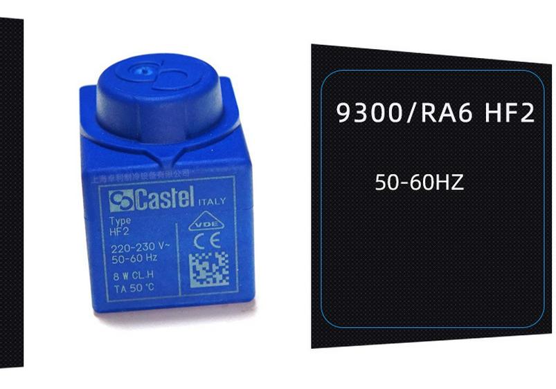 Cívka solenoidového ventilu Castel HF2 9300/RA6 220V 50/60Hz 9150/R02