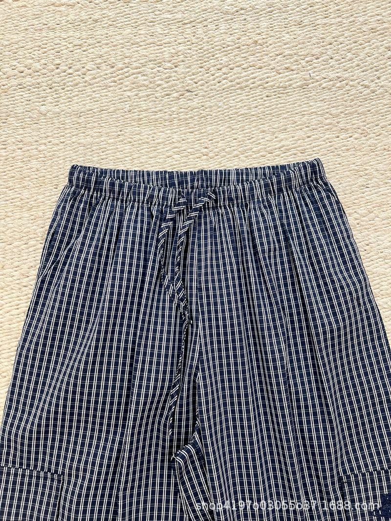 2026 Summer Women s Plaid Wide-Leg Workwear Pants - Casual Relaxed Fit Medium темно-синий