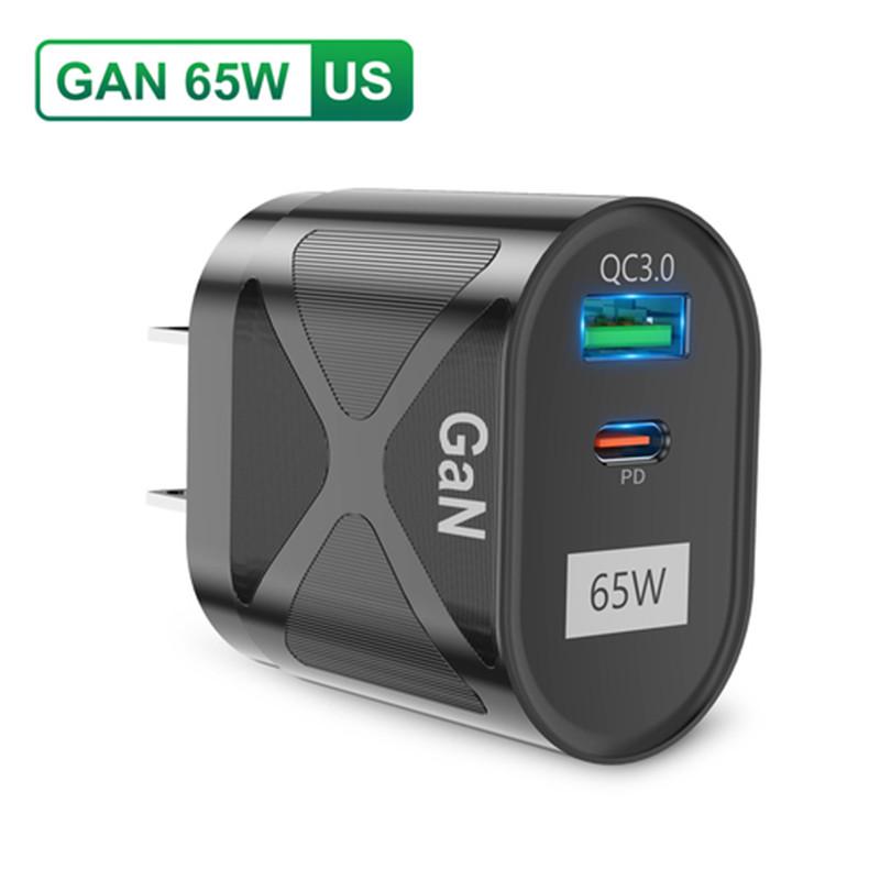 65W GaN USB C Charger Quick Charge KR AU EU US UK Plug PD USB-C Type C Fast Charger For iPhone 15 Xiaomi SamsungS22 Macbook