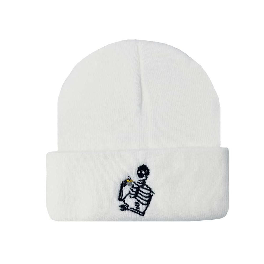 1pc Woolen Cap For Women Warm And Personalized Skull Head Tea-drinking Knitted Cap Fashionable Cold-proof Cap