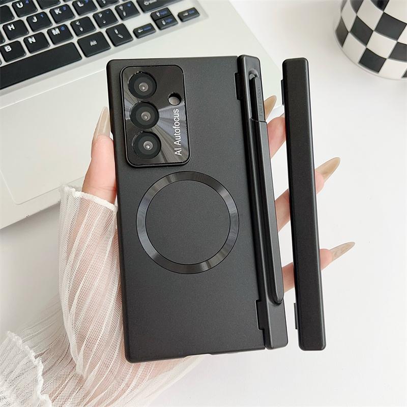 Avec Verre Protecteur Pour Samsung Galaxy Z Fold 8 7 6 5 4 Étui TriFold Charge sans fil magnétique Housse Film Armure Antichoc Stylo Galaxy Z Fold 8 Ultra noir