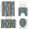 4 Pack Colorful Wood Digital Printing Polyester Shower Curtain Punch-Free Partition Bathroom Set With Waterproof Pad