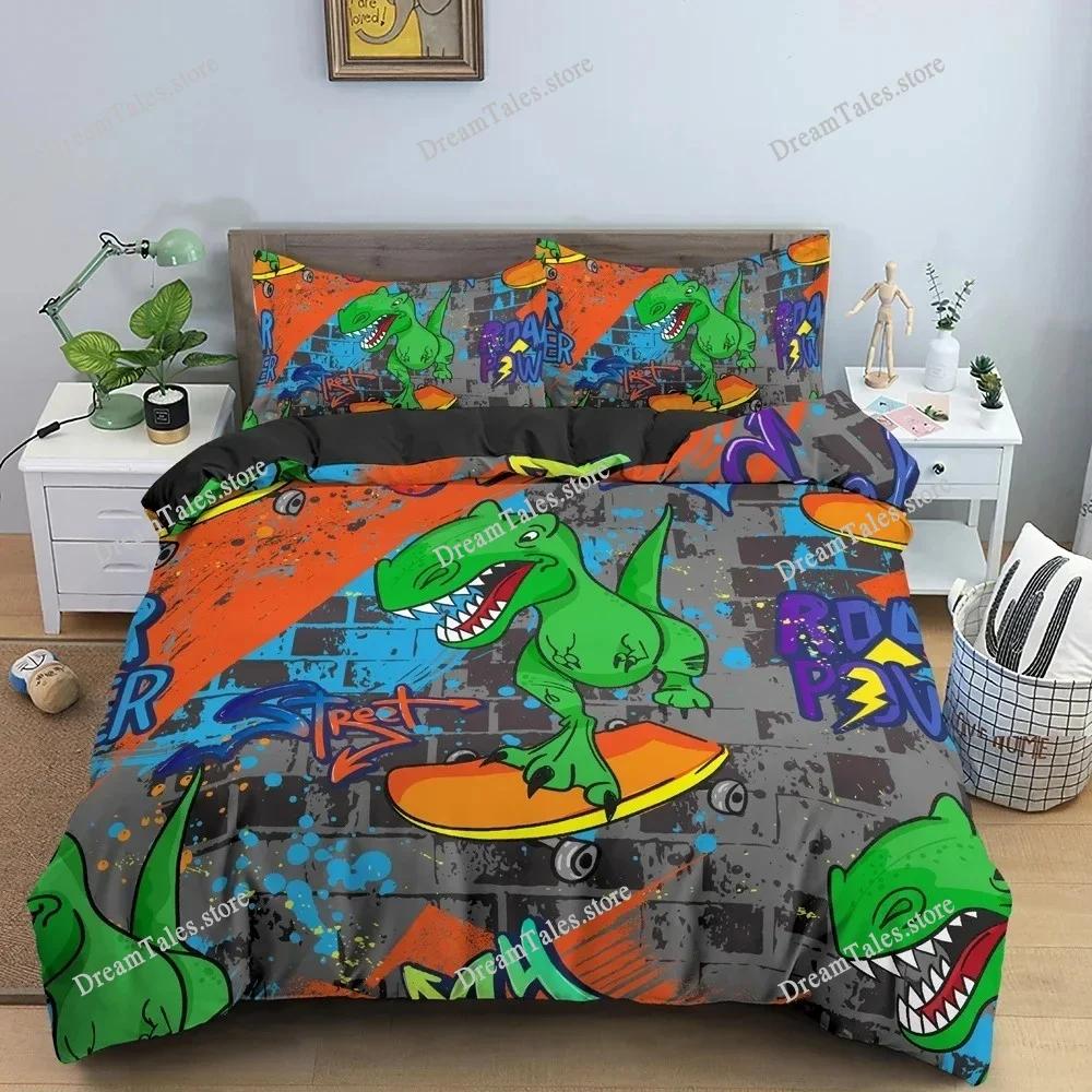 3D Cartoon Graffiti Bedding Set Soft Luxury Duvet Quilt Cover Set Bedroom Decor King Queen Twin Single Size Bedclothes741