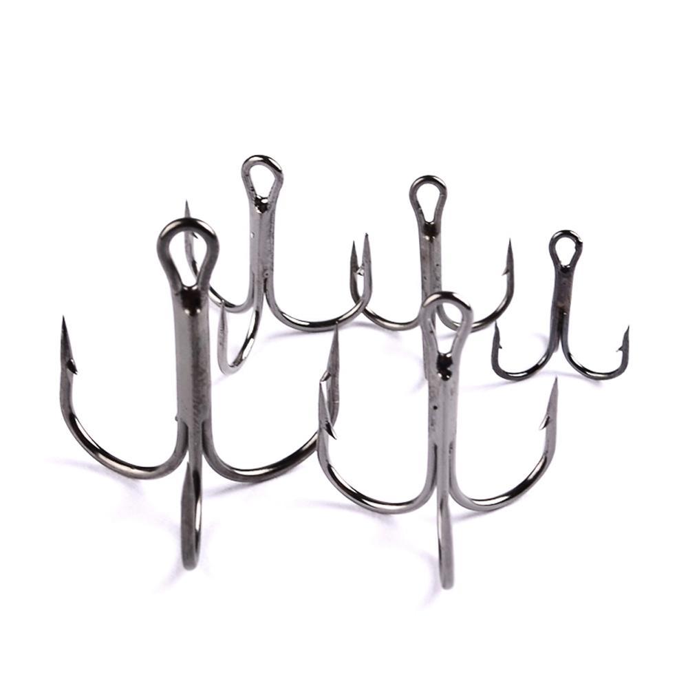 Big Size Nickle Fishing Hooks 10pc/Lot 1/0# 2/0# 3/0# High Carbon Steel Treble Hooks Fishing Tackle Black Fish High Strength Hook Bass