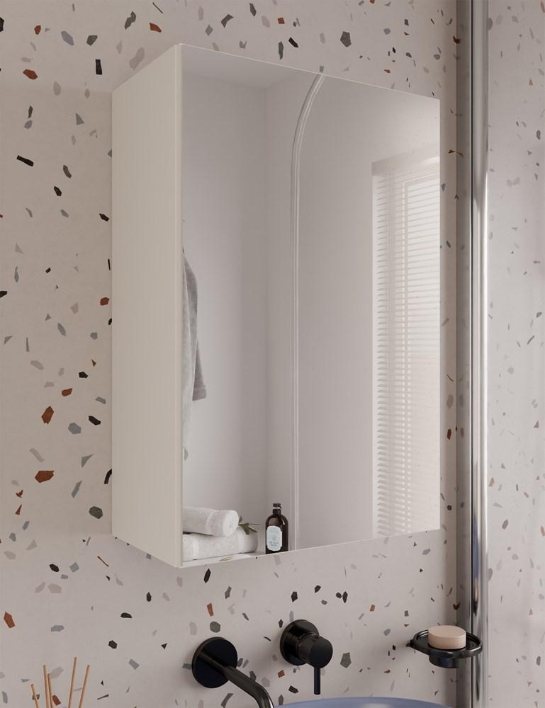 Hanging Bathroom Cabinet with Mirror Above Sink Pola 1Dl 1 Door Cashmere
