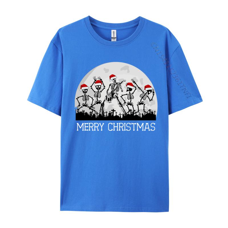 Skelette tanzen zu Rockgitarre auf Friedhof Frohe Weihnachten T-Shirt Kleidung Mann T-Shirts Einfaches T-Shirt Nagelneu