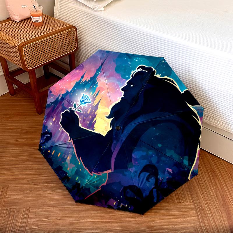 Purple Pattern  Pattern, Automatic Folding Umbrella, Portable and Foldable Design, 8 Ribs, a Christmas or Birthday Gift.