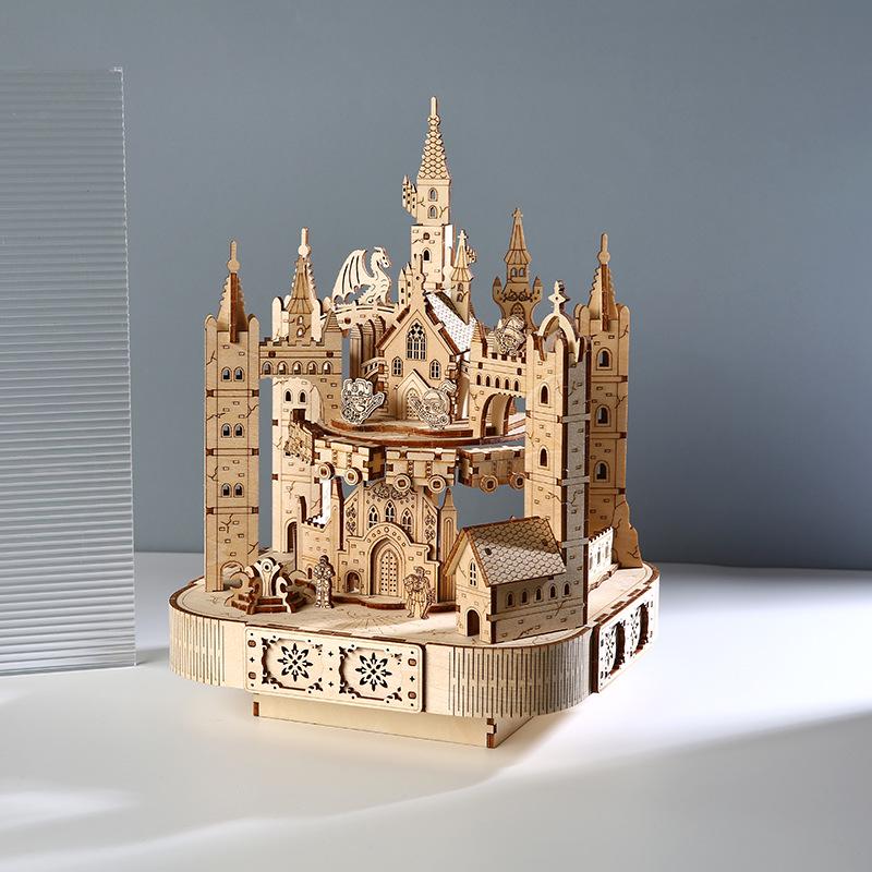 3D Wooden Magic Castle Jigsaw Puzzle: DIY Educational Toy for Children