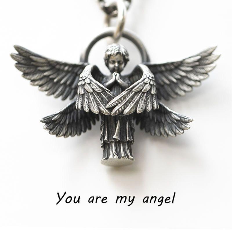 Seraphim Pendant Necklace Long Chain Angel Clavicle Chain Men and Women Couples Creative Gifts Valentine's Day Gifts