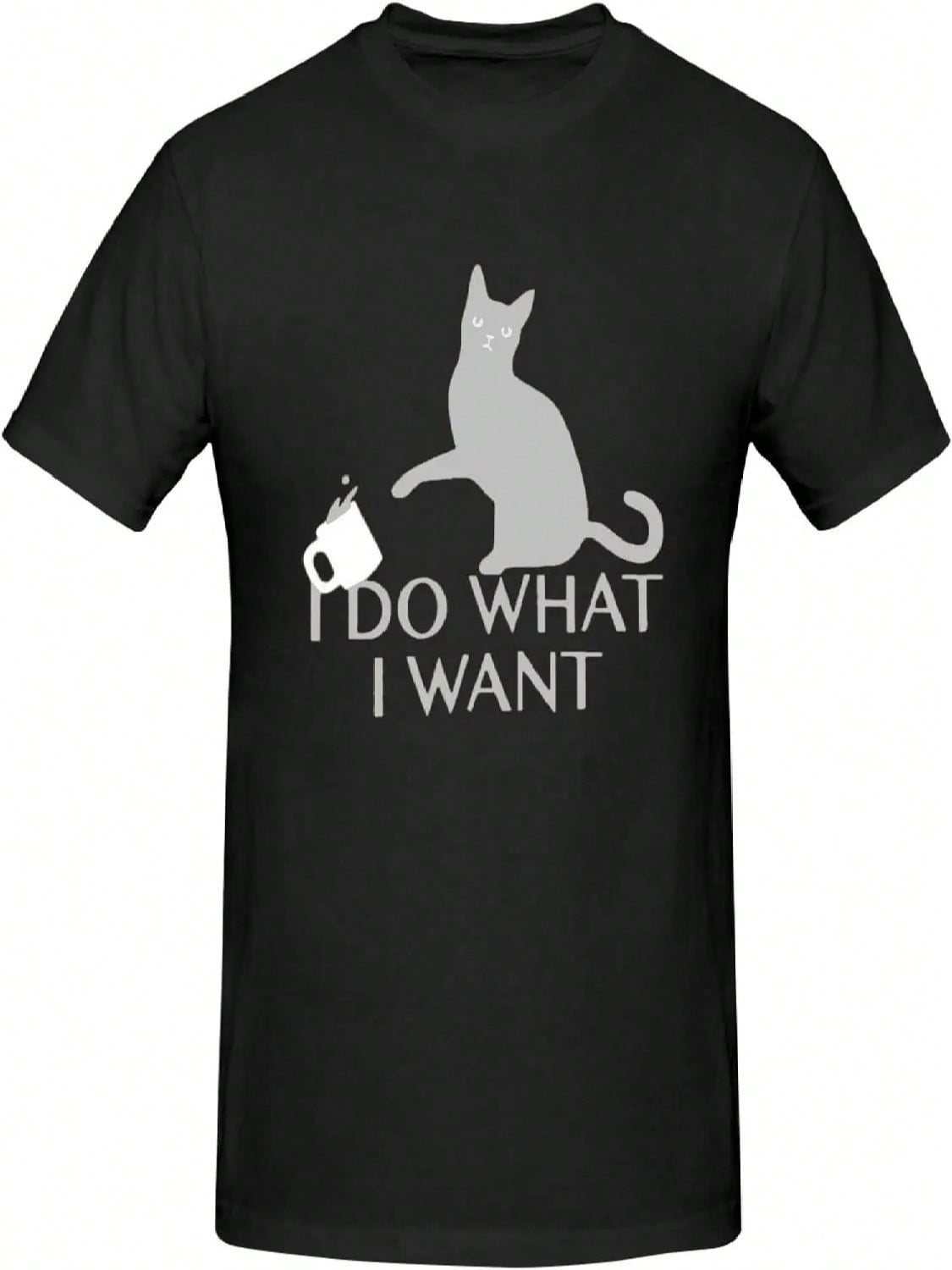 I Do What I Want Cat Animal unisex s Cotton Crew Neck T-Shirt S разноцветный