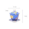 Handmade Sancai Enamel Gaiwan Tea Cup Set with Lid & Saucer, White Porcelain Kung Fu Tea Bowl