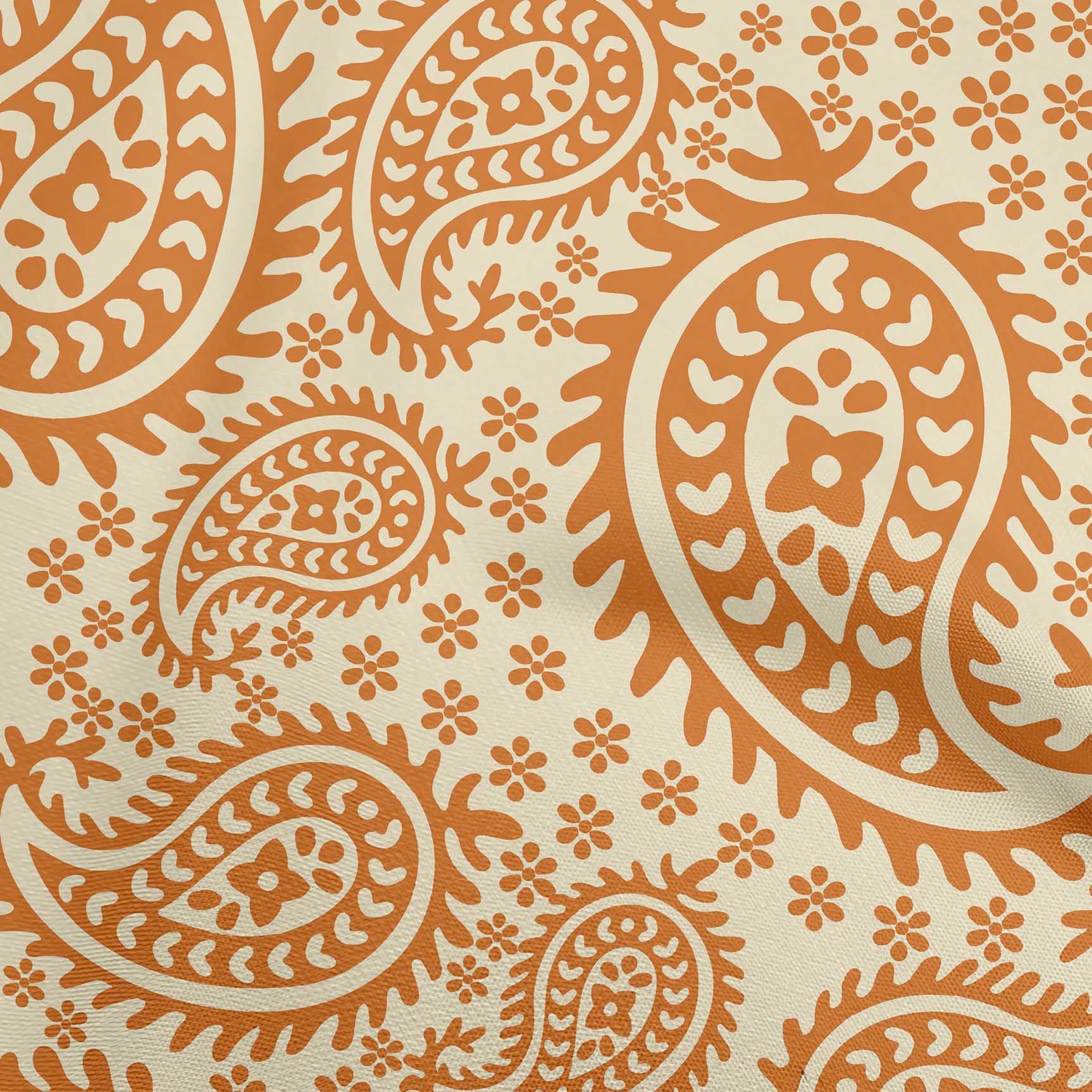 

OneOone Cotton Flex Blue Fabric Азіатський пейслі для стьобання Тканина для шиття з принтом у дворі 40 дюймів 42 Inch Wide - Viscose Chiffon помаранчевий