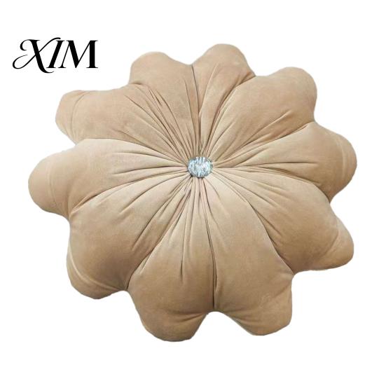 Decorative Pillows for Birthday Gifts Flower Throw Pillow, 18 Inch Floral Cushion, Velvet Round Cushion Chair Pillow with Rhinestone Accent Sofa Couch