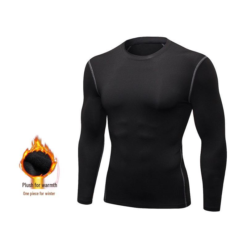 

Men s Autumn/Winter Fleece-Lined Quick-Dry Long-Sleeve Running Shirt S (35-44 kg)