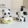 Cartoon Creative Cute Lotus Leaf Sitting Panda Soap Box Decoration Automatic Drain Soap Box Toilet Soap Rack