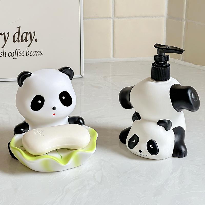 Cartoon Creative Cute Lotus Leaf Sitting Panda Soap Box Decoration Automatic Drain Soap Box Toilet Soap Rack