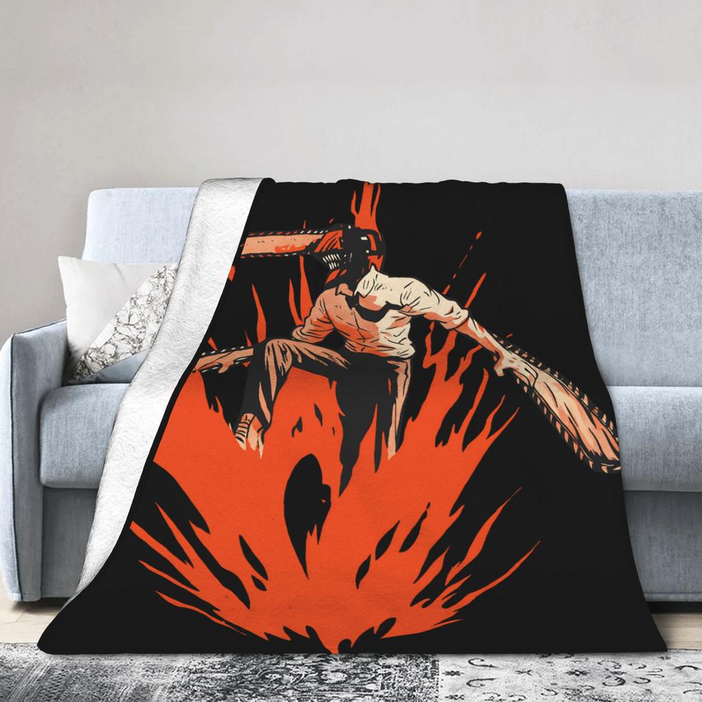 Anime Chainsaw Man Superweiche Decke Kobeni Manga Denji Power Reze Plüsch-Kuscheldecke Stuhl Flanell-Tagesdecke Sofa-Bettbezug