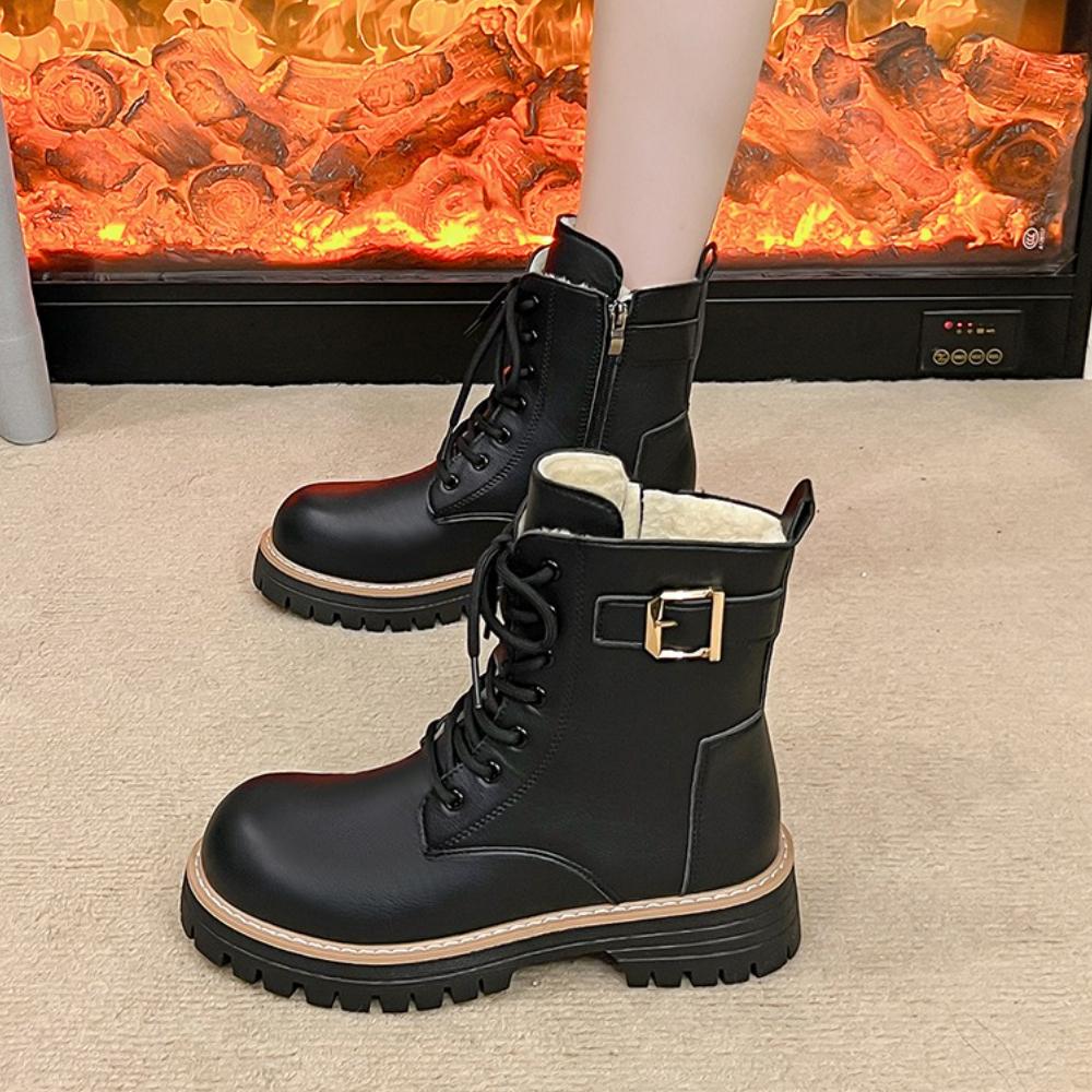 Women's Boots Autumn/winter Fashion Round Toe Side Zipper Square Heel Design Casual Comfortable Short Boots for Women