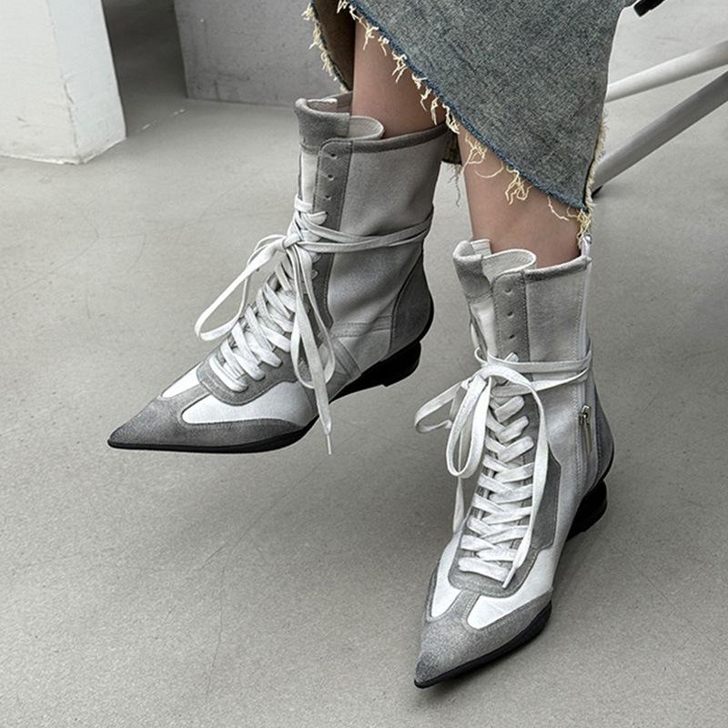Fashion Designer Luxury Strange Heel Pointed Toe Women Knight Boots Women All Match Retro High Heel Ankle Boots Female Runway Shoes New