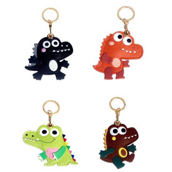 Keychain Pendant Cartoon Little Crocodile Key Holder Imitation Leather Access Card Cover Bag Charm Decorative Keychain Accessory