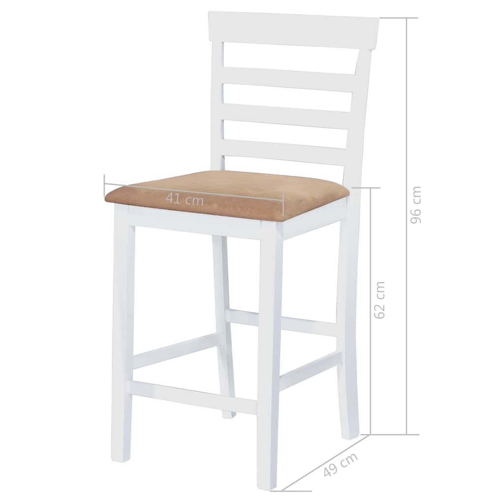 Bar Table Set with Chairs 5 Piece Solid Wood Brown and White