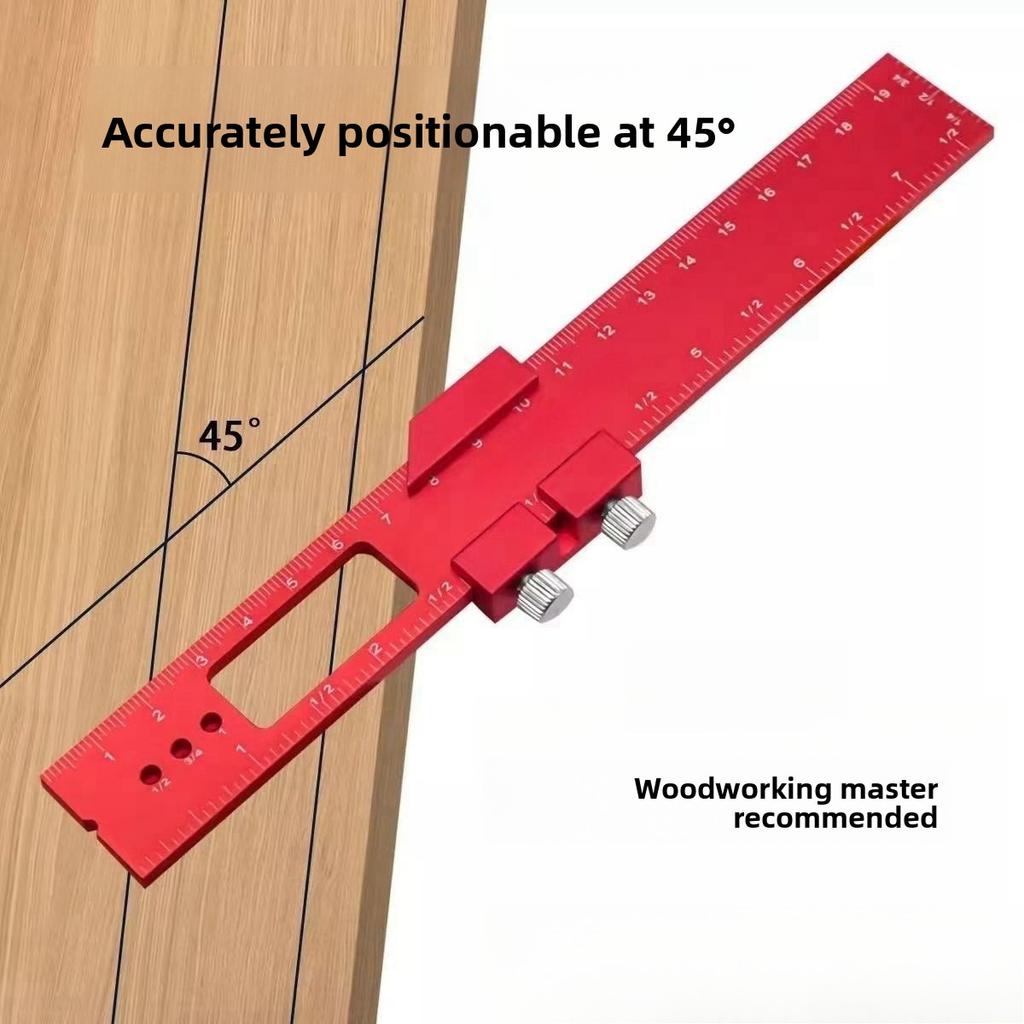 Multifunctional Positioning Marking Ruler Aluminum Alloy Angle Measuring Tool for Woodworking