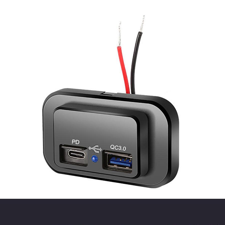 12V PD QC3.0 USB Dual Car Fast Charger Adapter Socket Power Outlet Universal LED