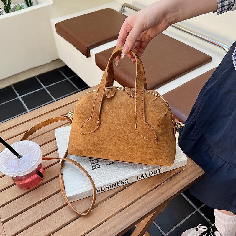 Retro Niche Portable Shell Bag Women's New Fashion Lychee Pattern Bowling Bag Commuter Shoulder Messenger Bag