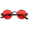 Kursan Round Sunglasses for Men and Hippie Retro Metal UV 400 A2 Black Size M Women, Glasses, Frame, Protection, Frame/Red Lens,