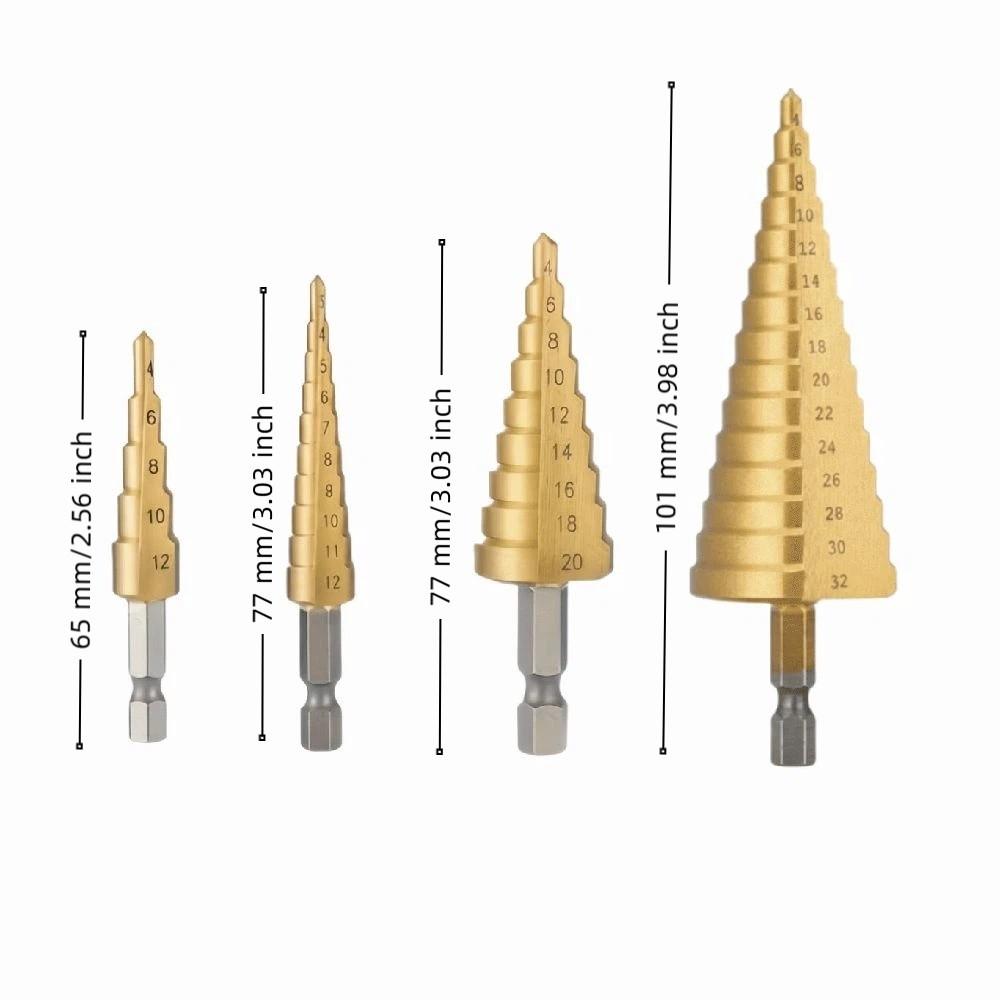 3Pcs Heavy Duty Step Drill Bit Set High Speed Step Drill Bit Hole Cutter  Plastic Drilling