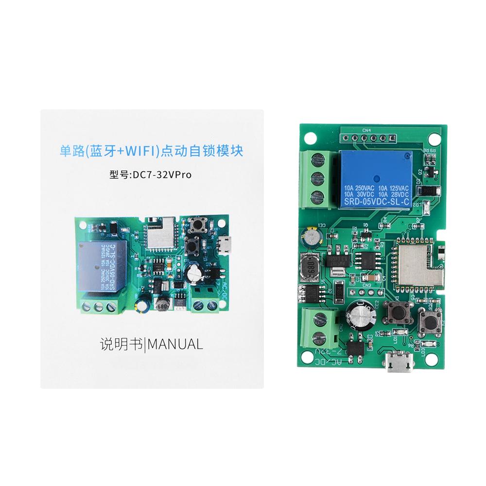 

USB 5V AC/DC 7-32V Bluetooth Wifi Relay Module eWeLink APP Remote Control Wireless Delay Relay for Smart Intelligent Home Switch 1Ch Micro5V DC7-32V