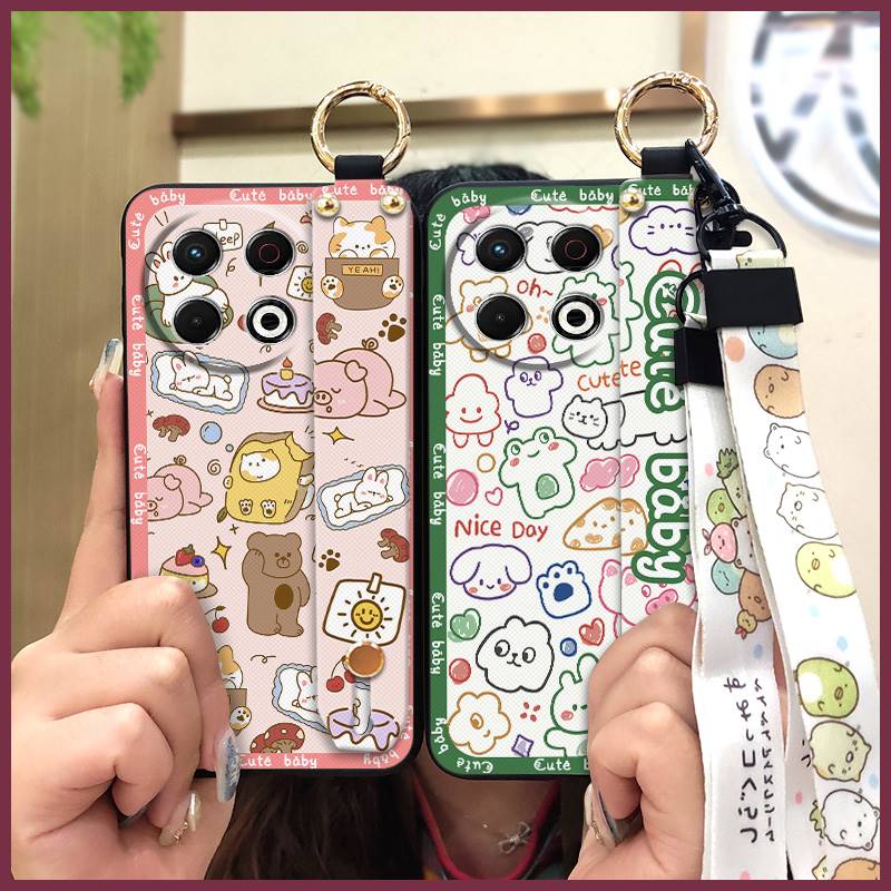 Wristband Soft Case Phone Case For Tecno Spark30 Pro 4G/KL7 Dirt-resistant Ring Cute Kickstand Waterproof Back Cover