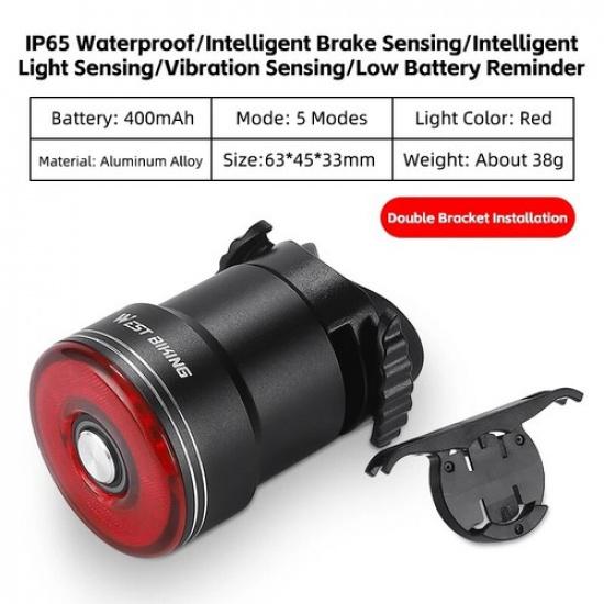 WEST BIKING Waterproof Bicycle Light Brake Sensor Smart Cycling Bike Tail Light