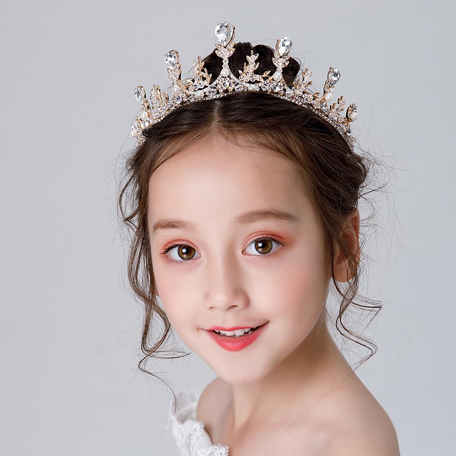 Crystal Tiara Headpiece for Girls – Golden Frozen Elsa Crown Hair Accessory