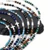 Trendy Men's Natural Stone Beaded Bracelet,Bohemian Cross Charms Chain Wristband,Jewelry Gift for Husband Dad Son