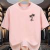 Men's summer 100% cotton fashionable casual loose coconut tree pattern printed sports round neck short sleeved T-shirt top