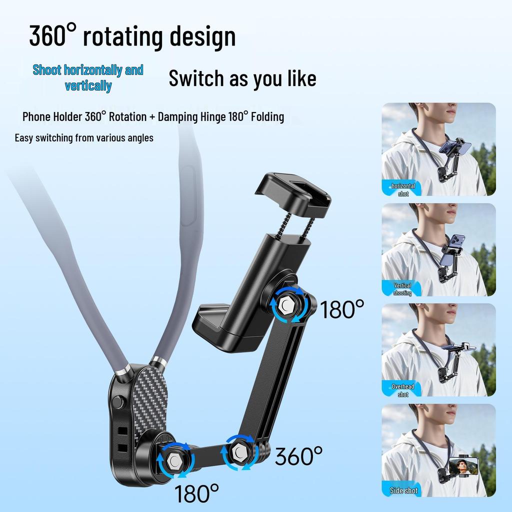 Magnetic Neck-Mounted Phone & Camera Chest Holder for Cycling & Vlogging - Compatible with DJI & GoPro.
