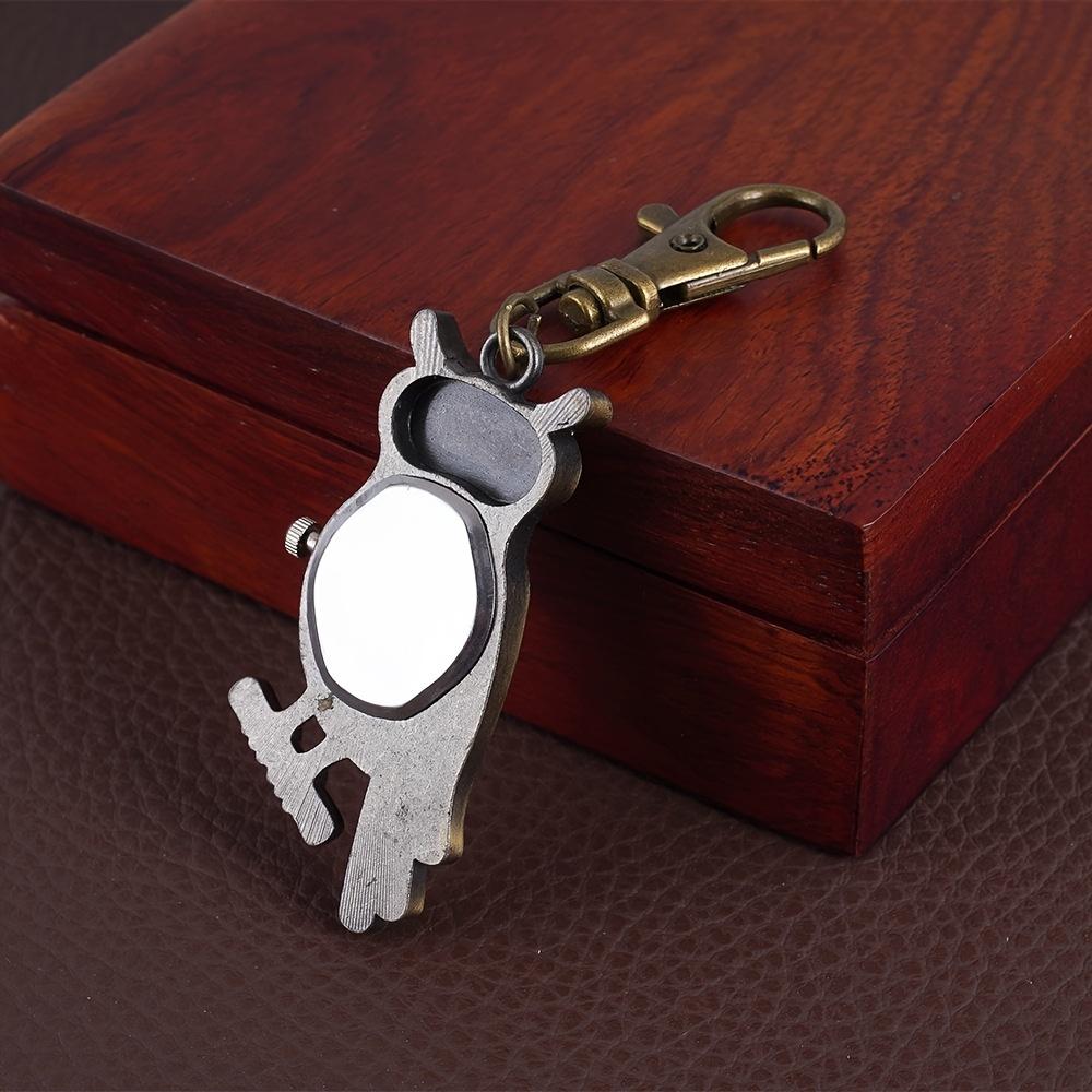

1 classic retro owl backpack keychain pendant watch for male and female students cartoon cute accessories коричневий