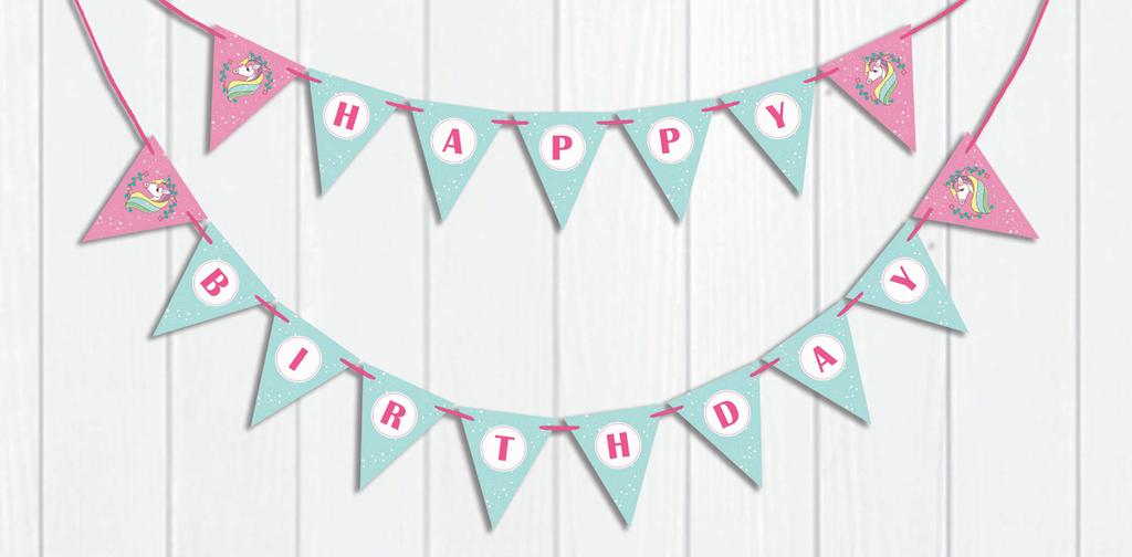 Inkdotpot Birthday Party Decorations Happy Birthday Party Garland Baby Girls Unicorn Pennant Banner