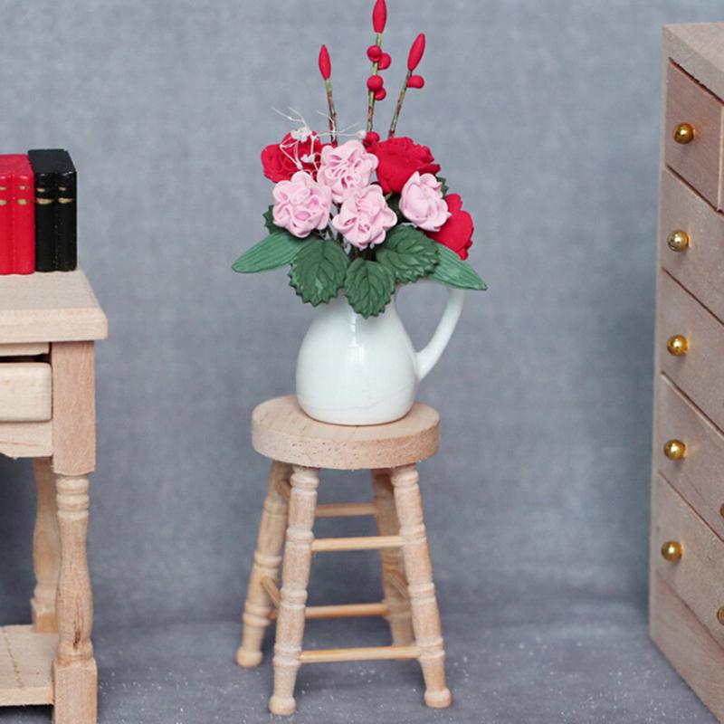 1Pcs Dollhouse Log Round Stool Mini Ornament