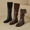 Women's low-heeled boots autumn and winter new European and American thick-heeled large-size Roman medium boots