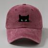 Small Black Cat Print Cotton Baseball Cap With Sun Protection For Casual Outdoor Activities