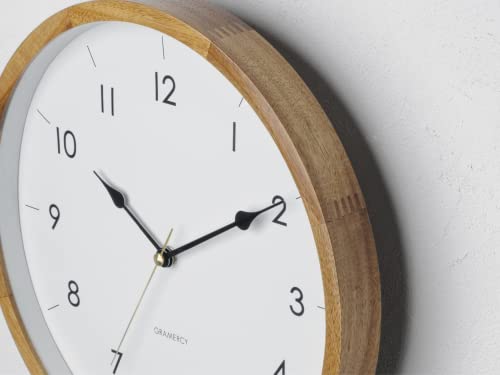 Interform Belloc CL-4261 Wall Clock, Pendulum, Gold, Wood, Sweep Movement, 30cm Diameter