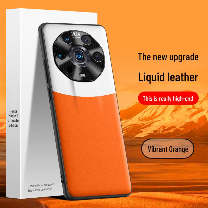 Liquid leather protective cover for Honor Magic 4 Ultimate Edition - anti-fall, one-piece design, ready to ship.